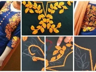 Neckline embroidery for kurthi