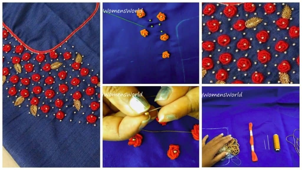 Easy hand embroidering pattern on kurti
