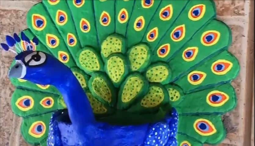 peacock wall pot