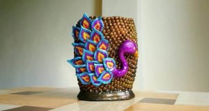 peacock design vase