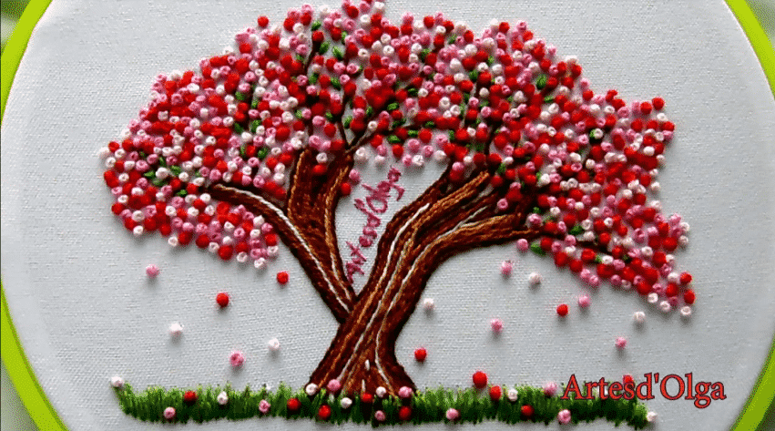 Japanese cherry blossom tree from embroidery - Simple 