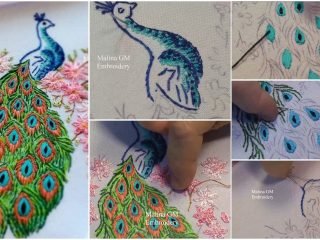 hand embroidery peacock