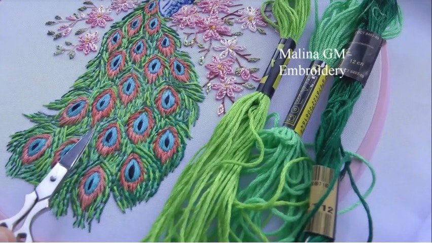 hand embroidery peacock
