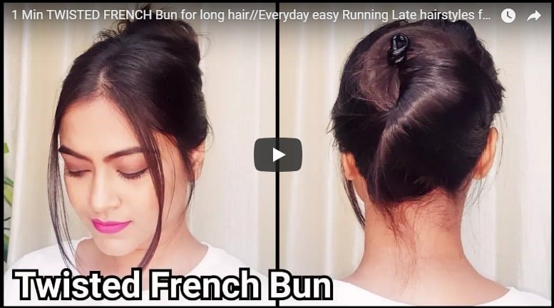 1 Min twisted french bun for long hair - Simple Craft Ideas