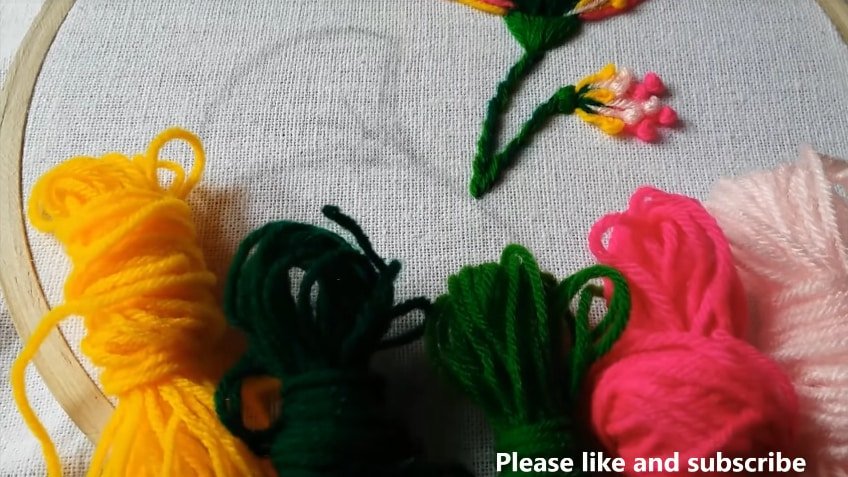 flowers with polan stitch