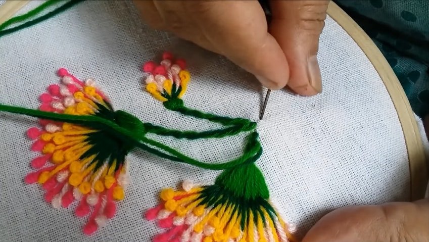 flowers with polan stitch