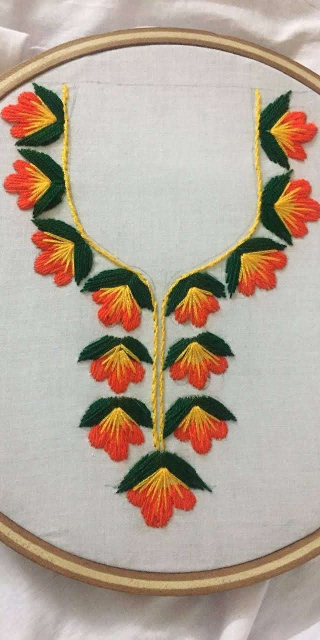 Hand Embroidery Neckline Design By Nakshi Design Art Simple Craft Ideas,Flower Rangoli Designs Pookalam Design