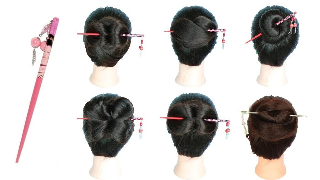 6 easy and amazing juda hairstyle with bun stick - Simple 