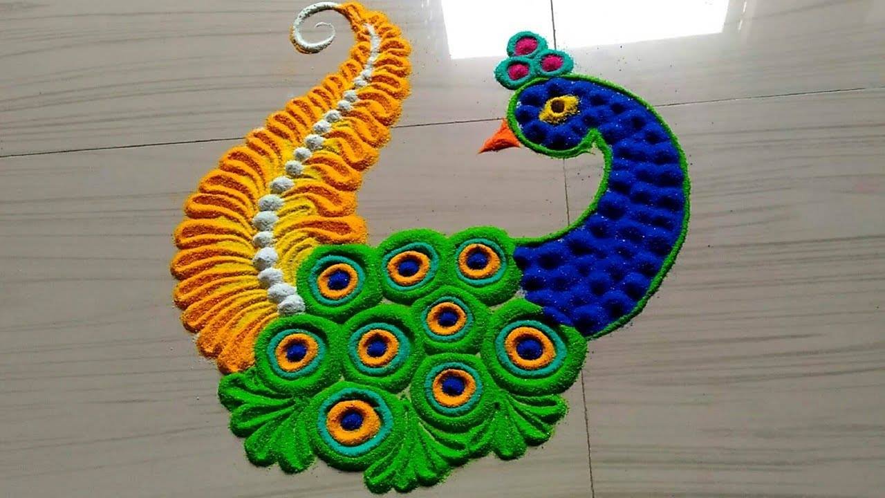 peacock rangoli