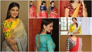 25 types of saree blouses front and back neck designs