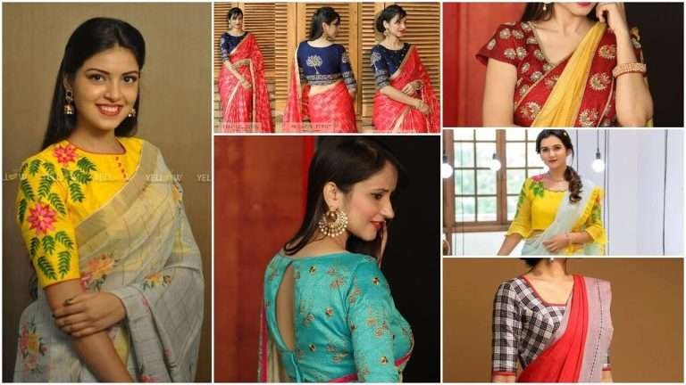 25 types of saree blouses front and back neck designs