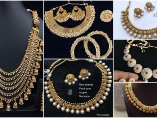 Antique gold pearl necklace sets