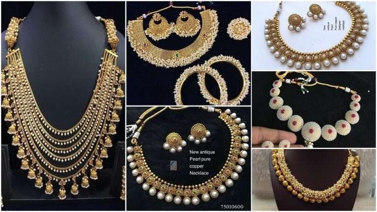 Antique gold pearl necklace sets