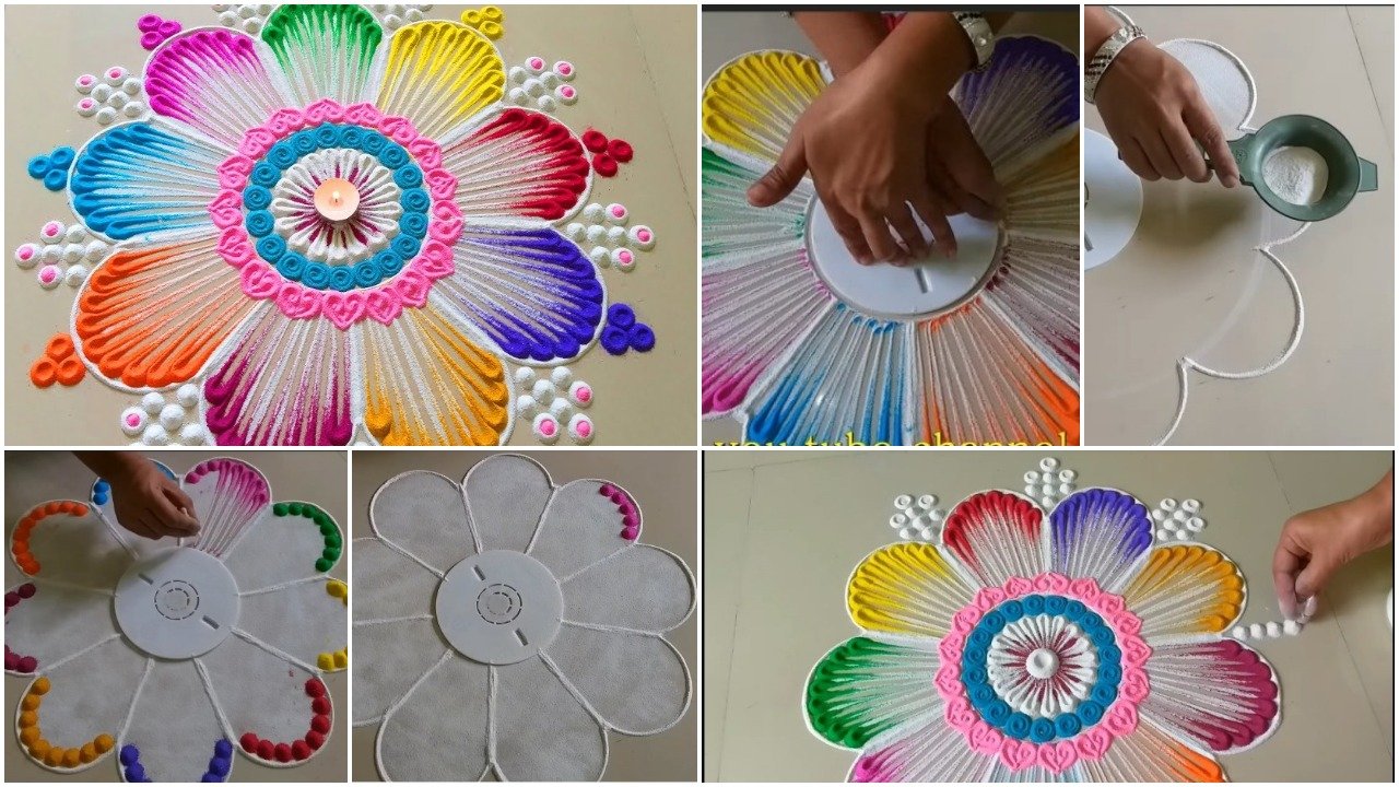 rangoli designs with dots and colours for competition