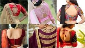 Trendy saree blouse back neck designs