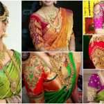 South Indian wedding sarees are usually a combination of red and yellow or a mix of shades that fall under either of them. ... traditional silk saree blouse design.