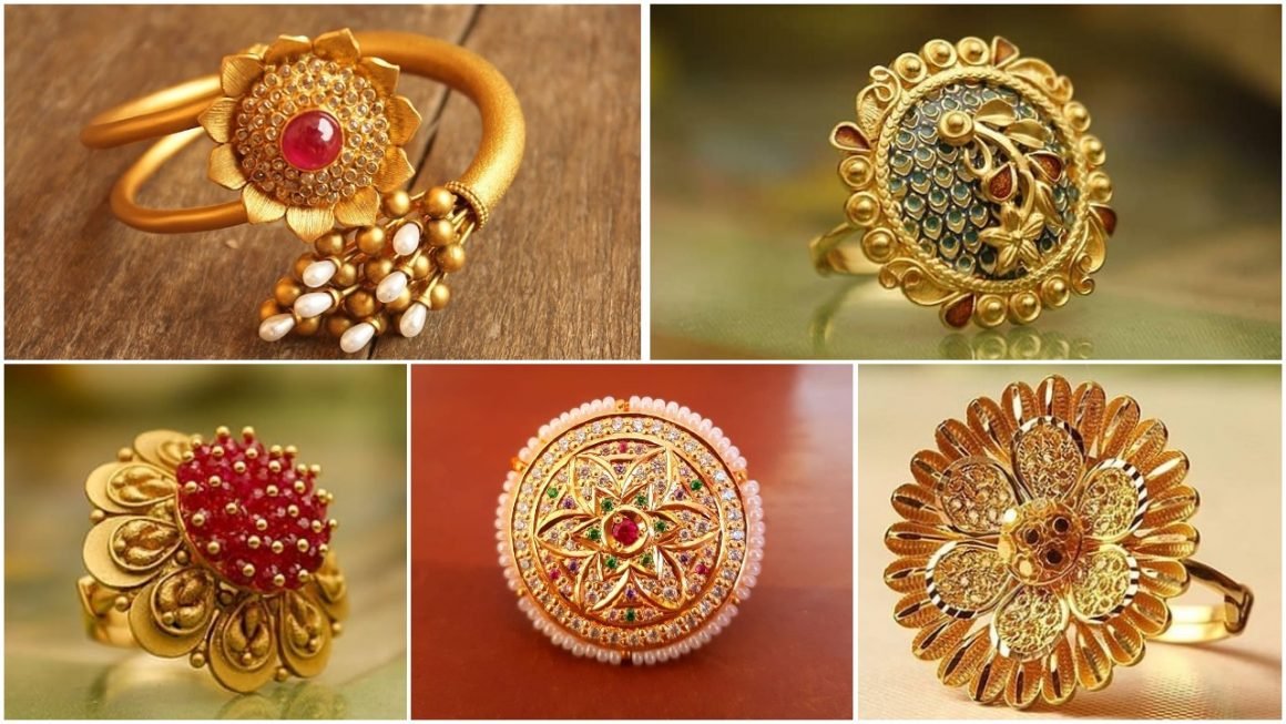 Elegant Fancy Design Crystal Golden Ring for Girls/Women | Meerzah-baongoctrading.com.vn