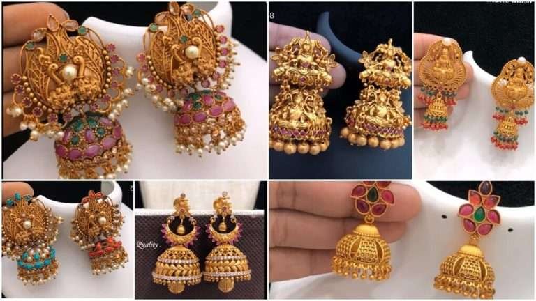 Traditional gold jhumkas earrings