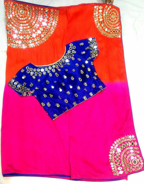 Trendy mirror work blouse designs for pattu sarees - Simple Craft Idea