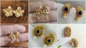 Beautiful light weight daily wear gold earrings designs