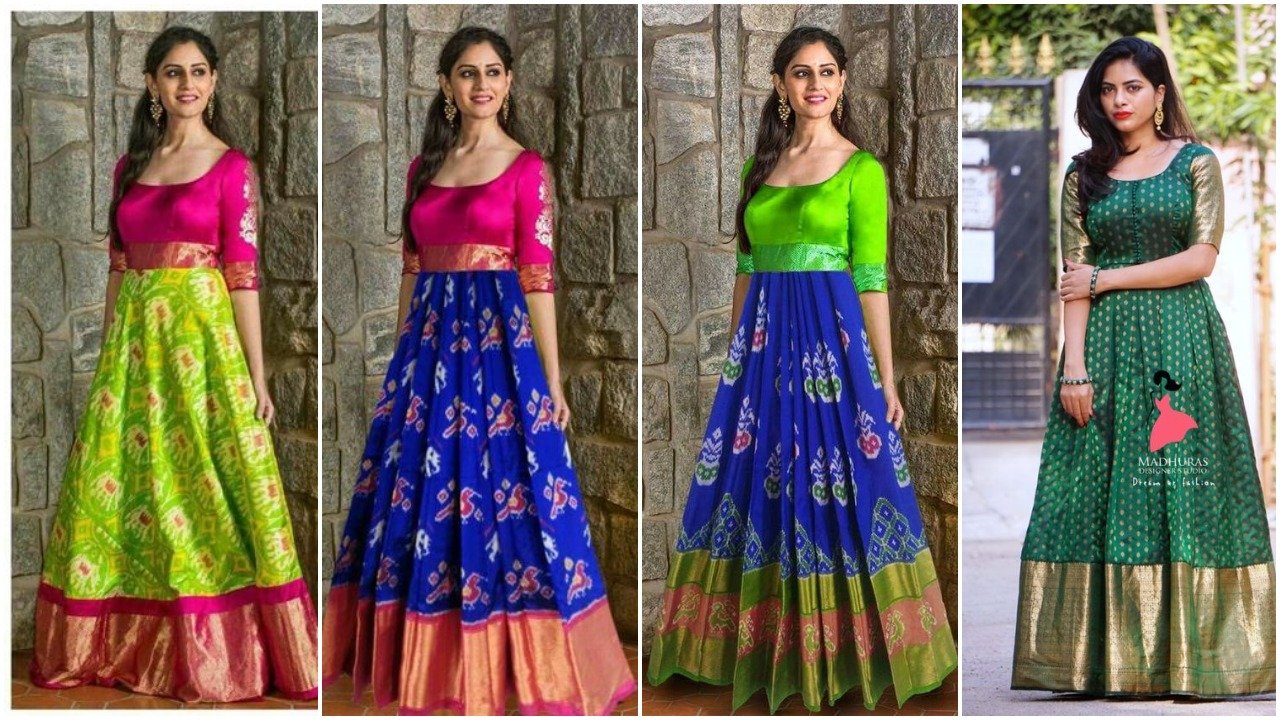 Gowns and dress ideas from old sarees - Simple Craft Ideas