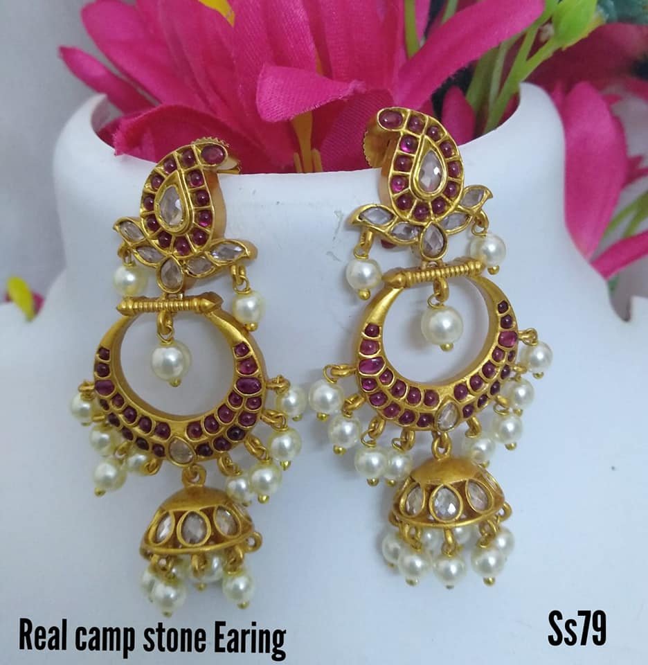 Manufacturer of Ladies 22k gold fancy latkan earring -lfe220 | Jewelxy -  147611