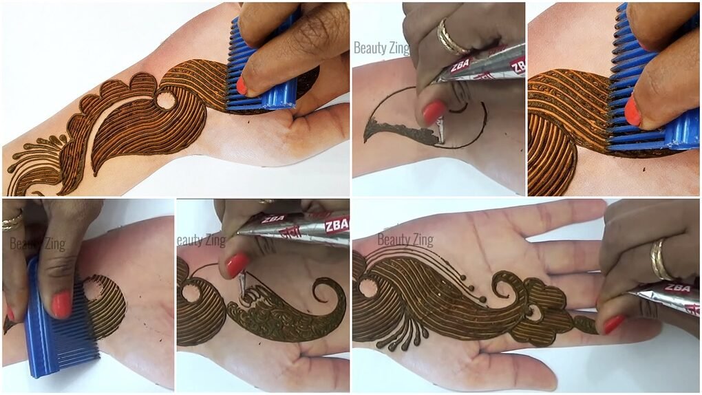 Arabic henna design from comb