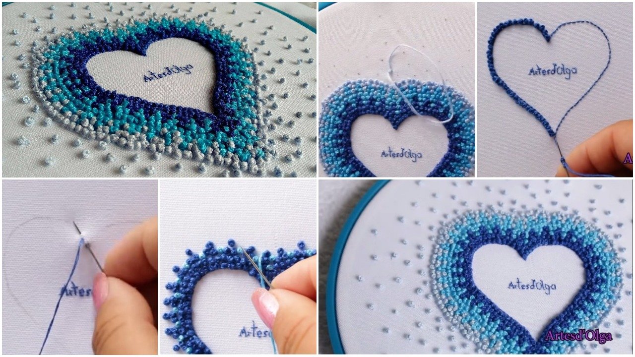 embroidery french knot heart