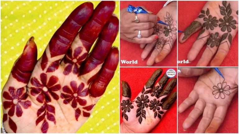 Trending bharwa flower mehndi design