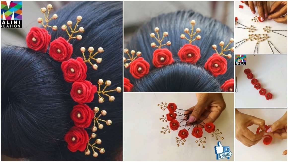 rose pearls hairstyle with U pins