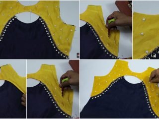 Latest neck design with lace for kurtis