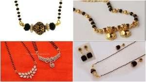 Latest black beads work mangalsutra designs