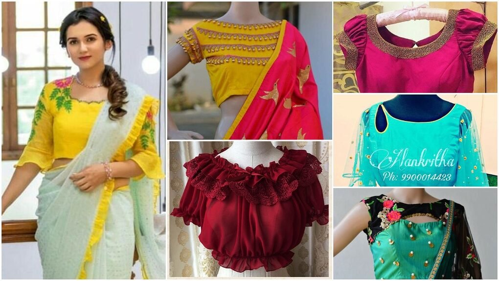 Trendy saree blouse neck designs