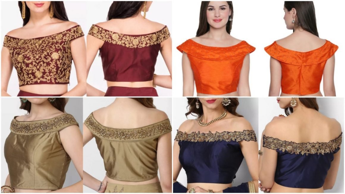 Off shoulder saree blouse | Threads - WeRIndia