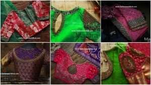 Maggam design work in saree and blouse