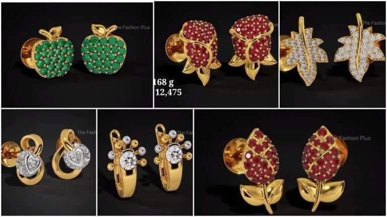 Light weight gold ear stud designs