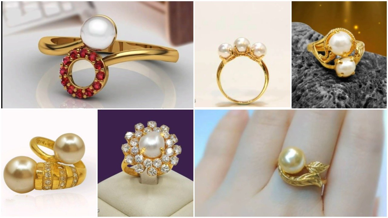 Sea pearl gold ring design