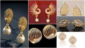 Gorgeous and latest light weight gold stud and gold earrings