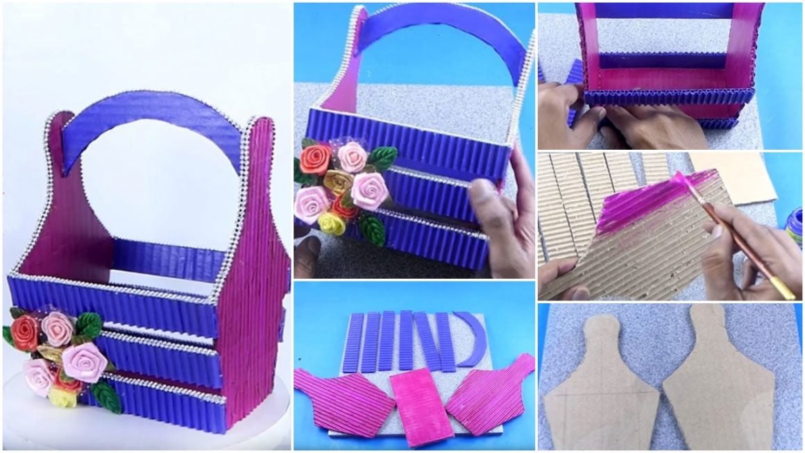 how to make a gift basket out of a box, diy cardboard basket, cardboard basket weaving, diy baskets for gifts, cardboard basket with handle, how to make storage boxes out of cardboard,