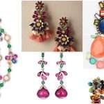 Multi-coloured diamond earrings