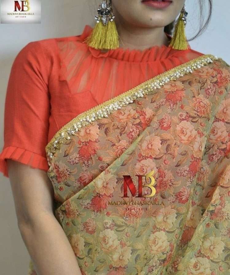 Beautiful saree blouse sleeve design