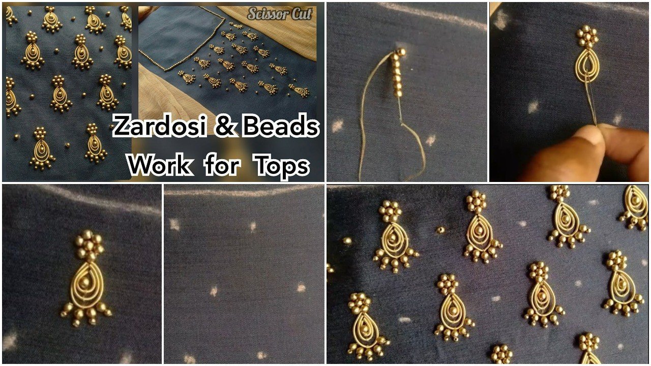 Zardosi work with beads for kurti