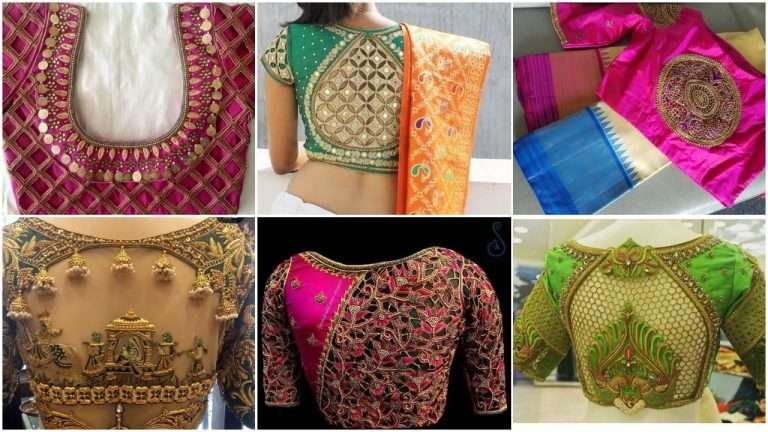 Innovative cutwork blouse designs for silk sarees