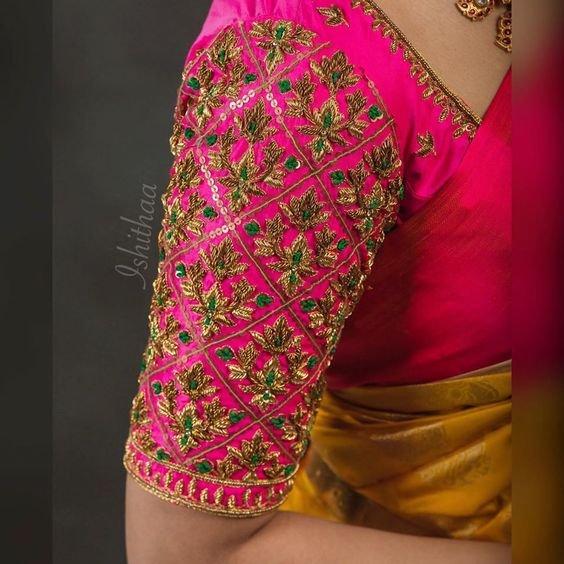 Stunning latest maggam work blouse designs for wedding silk sarees!
