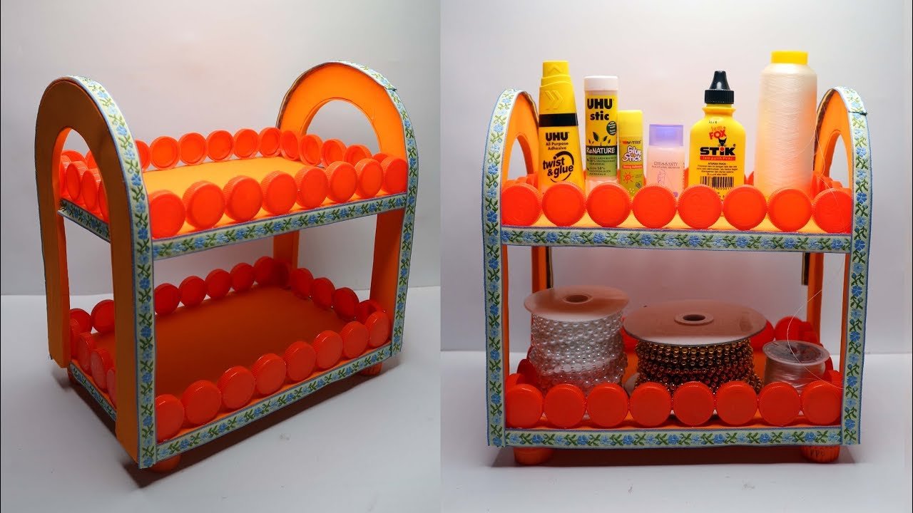 Creative ideas used bottle caps become a very beautiful shelf