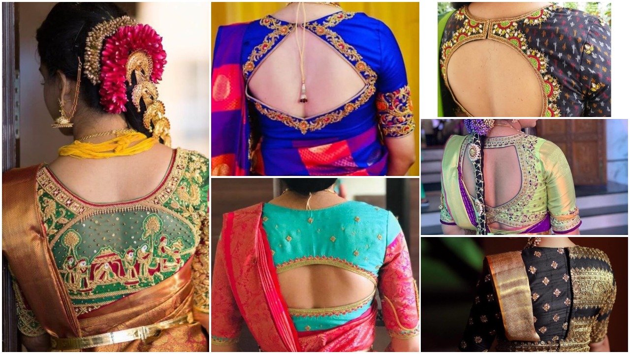 Silk Saree Blouse Back Neck Designs For South Indian Bride