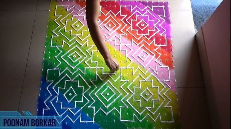Big multicolored carpet rangoli