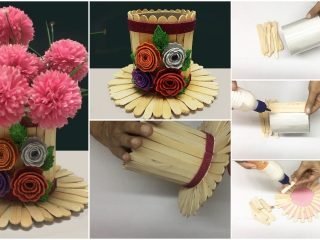 flower vase with popsicle sticks