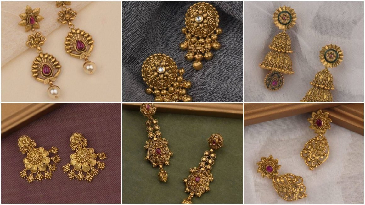 Gold bridal earrings