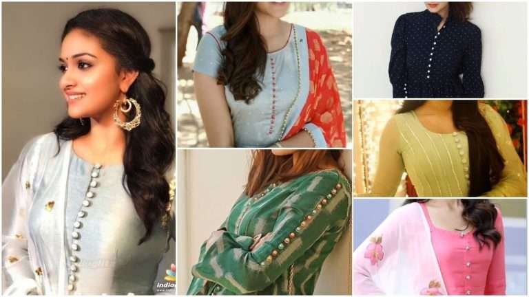 Trendy button neck and sleeves design